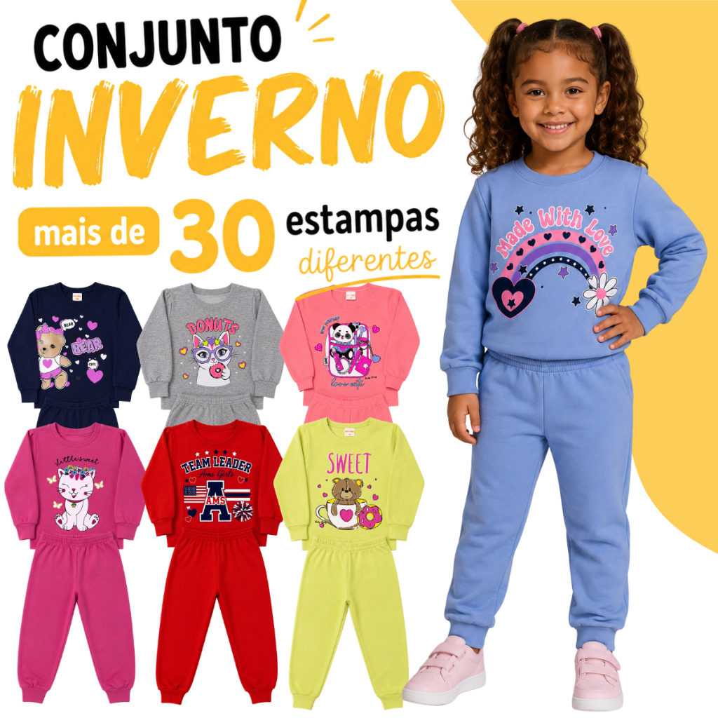 Kit Conjuntos 6 ou 10 Peças Moletom Roupa De Bebê Menina Infantil Inverno Feminino Roupa Conjunto Frio