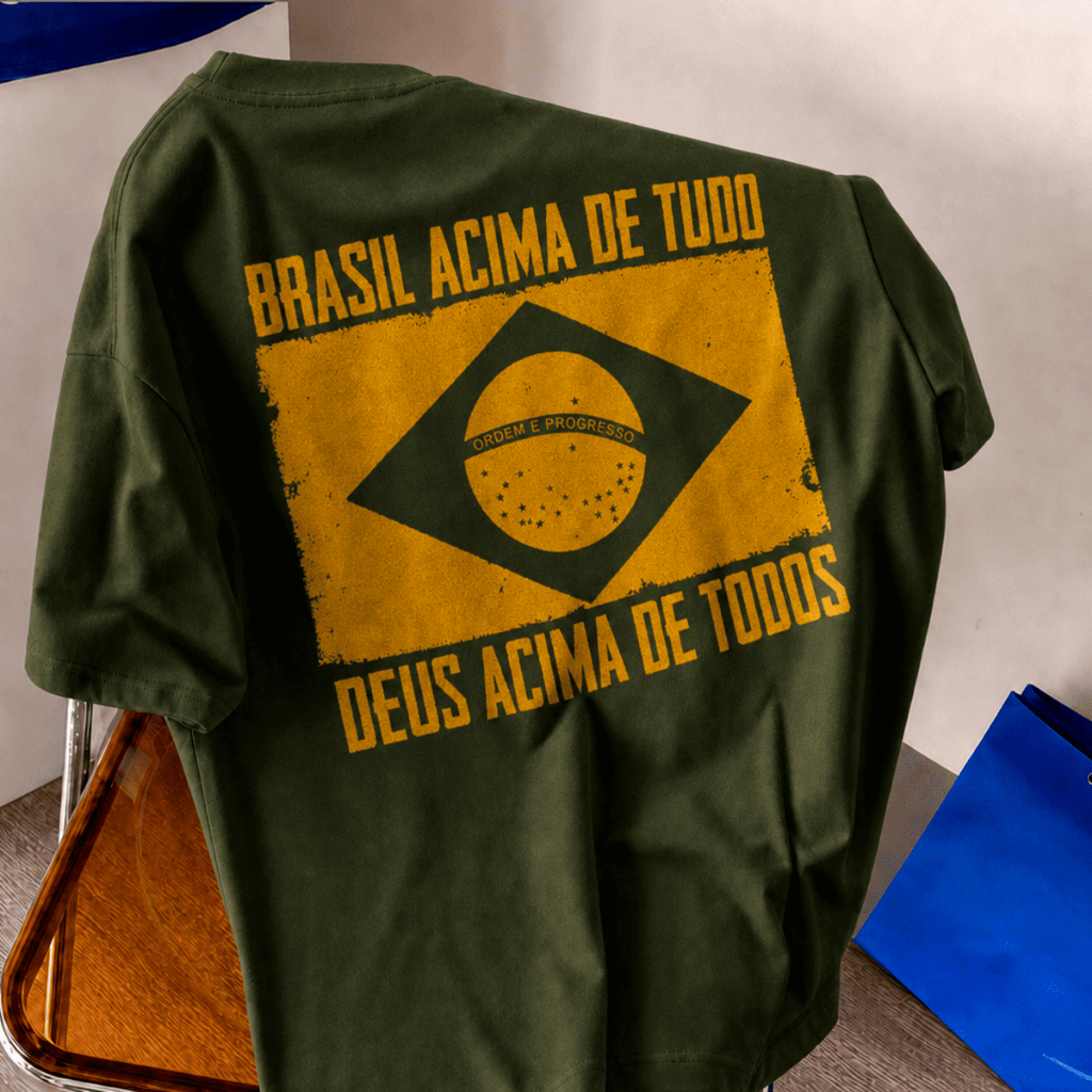 Camisa Camiseta Patriota Brasil Acima de Tudo Blusa Unissex Deus acima de todos Bolsonaro Politica 100% Algodão