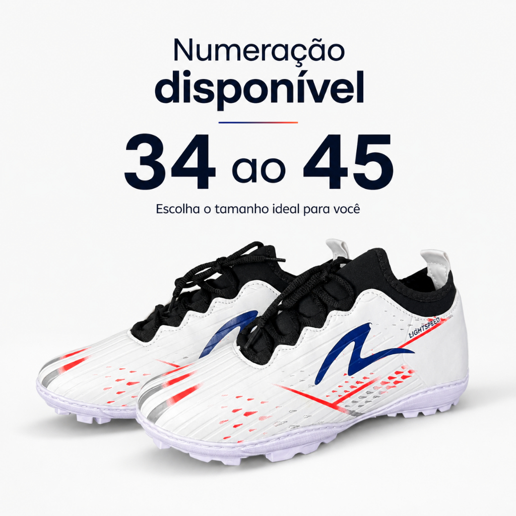 Chuteira Masculina Futebol Society Resistente Confortável Branca Profissional Campo Jogo Treino Antiderrapante