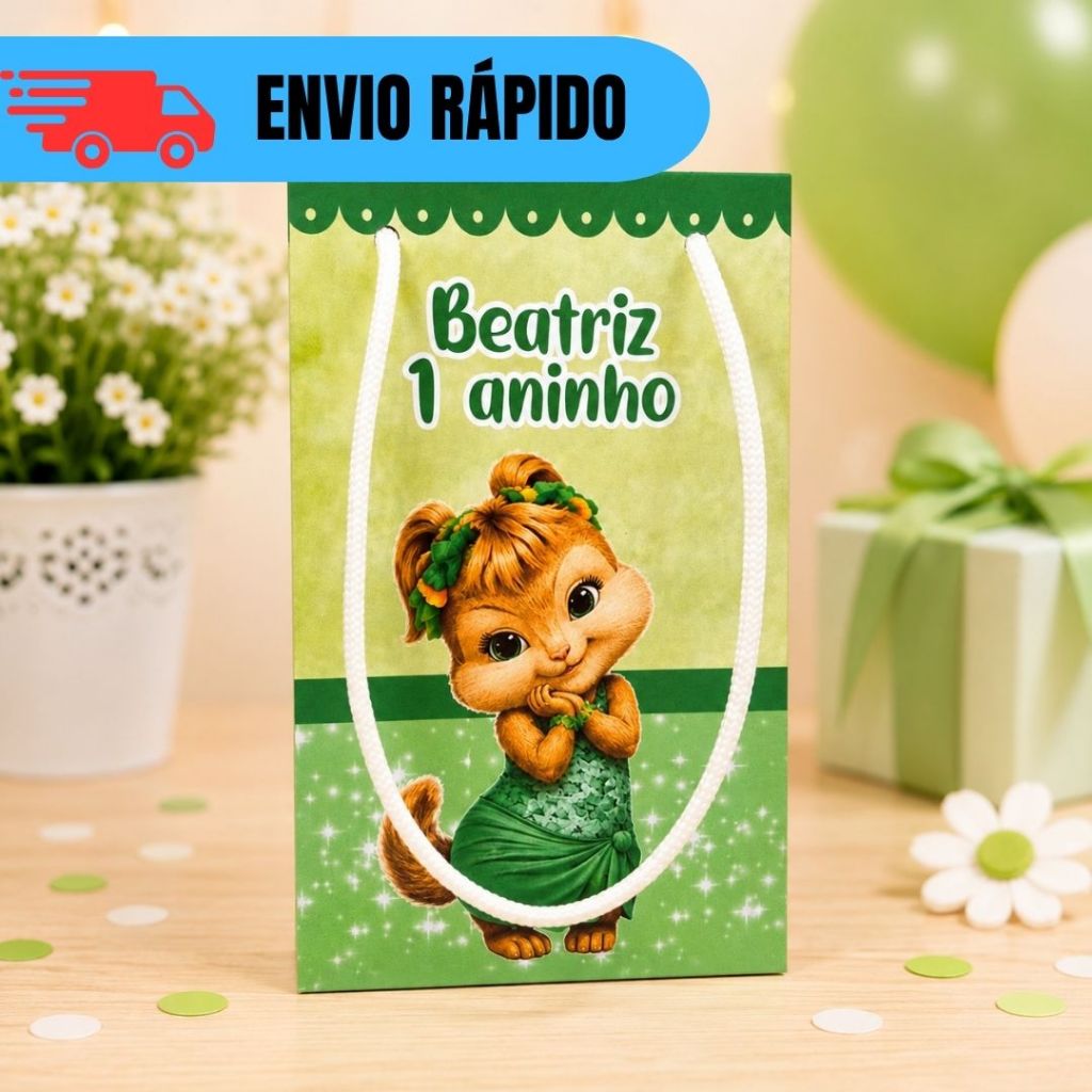 ENVIO RAPIDO Kit 10 a 30 Sacolinhas Personalizada Esquiletes Verdinha Lembrancinhas Festa Infantil Aniversário