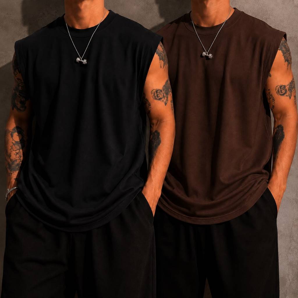 Kit 2 Camiseta Regata Oversized Masculina 100% Algodão - Conforto e Estilo com Design Moderno Machão