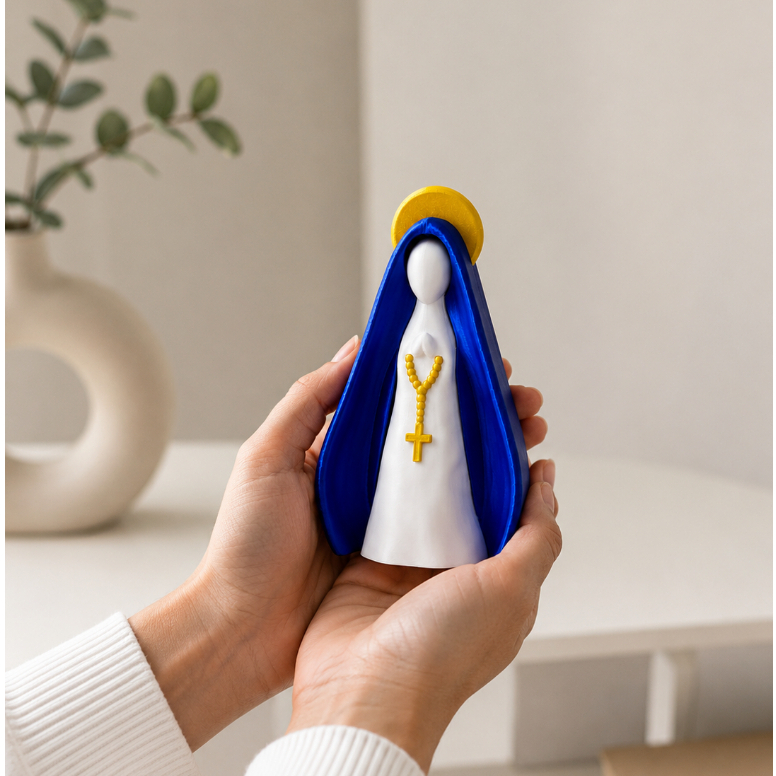 Imagem Nossa Senhora Aparecida Decorativa Religiosa Minimalista + Chaveiro Brinde - Presente Católico