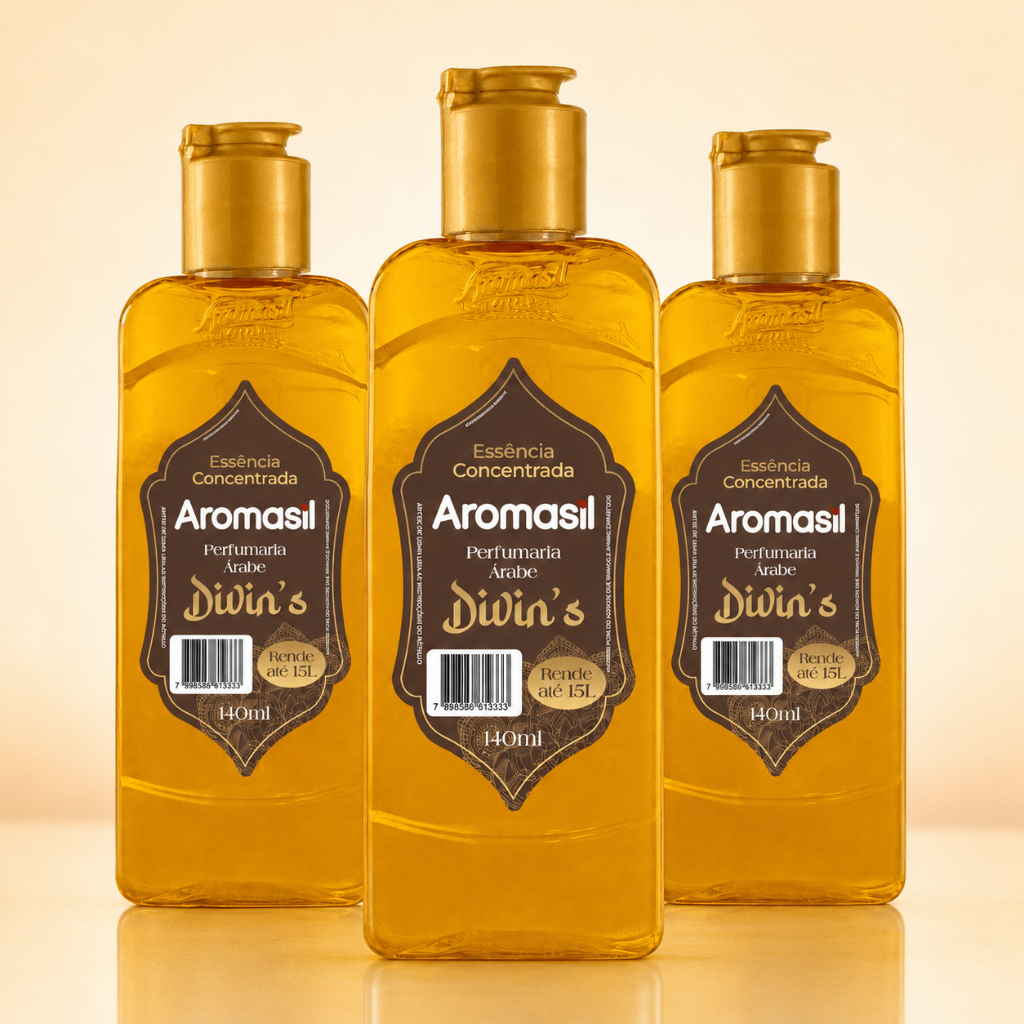 Kit 3 Essências Concentradas Aromasil Divin's 140ml Perfumaria Árabe para Ambientes