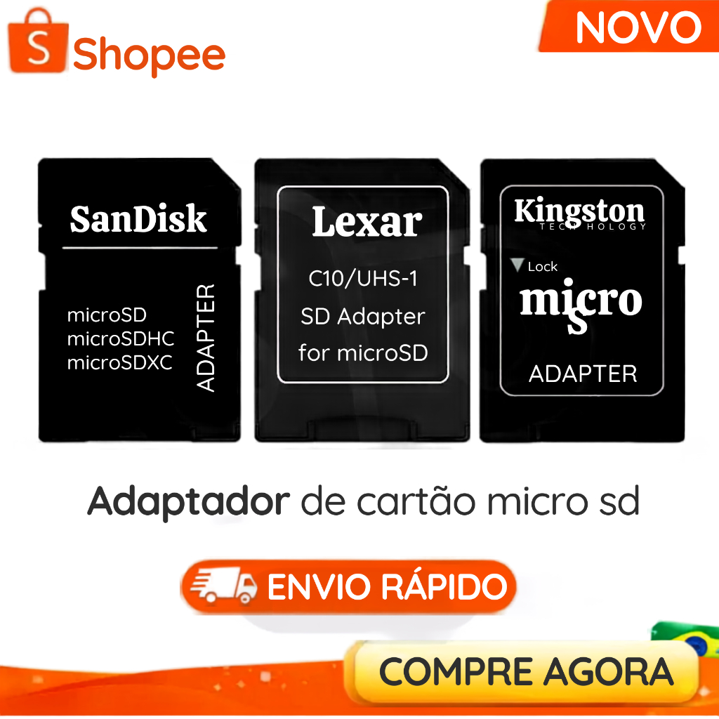Adaptador de Cartão SD para Micro SD – Novo Envio Rápido