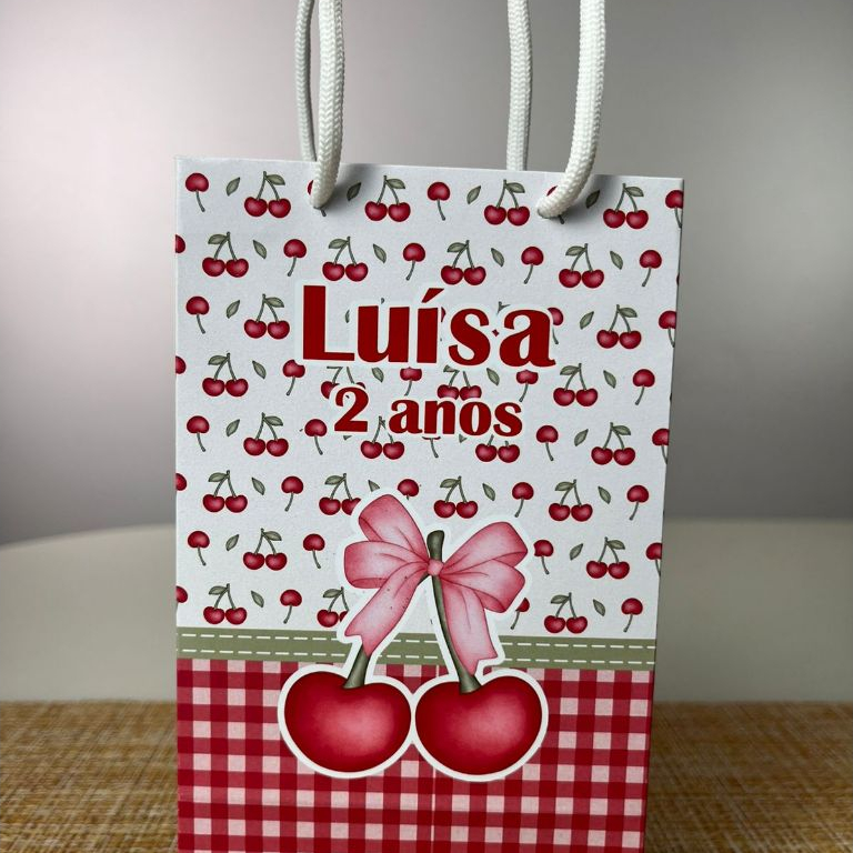 Sacolinha Personalizada Cerejinha | Lembrancinhas para Festa Infantil e Mimos