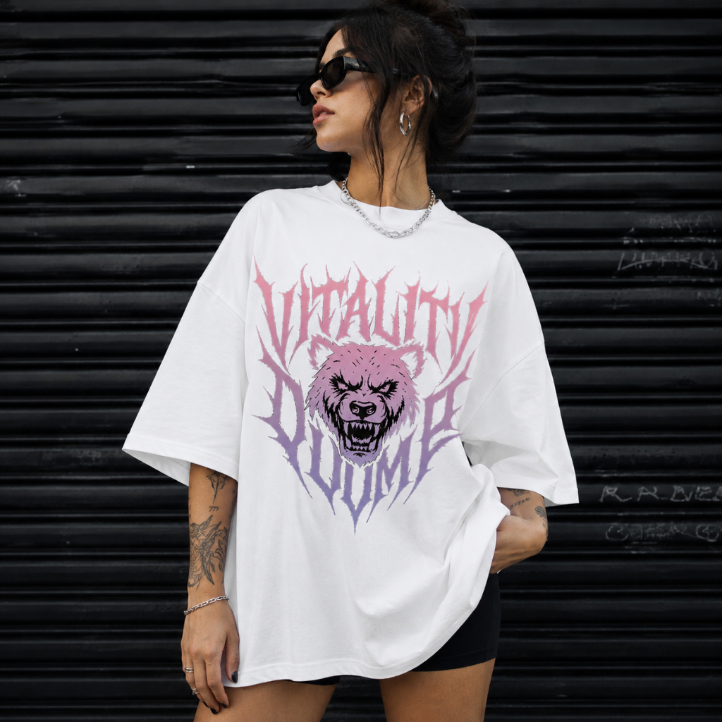 Camiseta Oversized Unissex Estampada Urso Streetwear Algodão Manga Curta Camisa Larga Masculina Feminina
