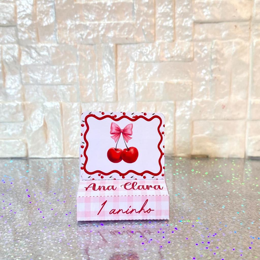 Kit Porta Bis Cerejinha Personalizado Lembrancinha de Festa Infantil Aniversário