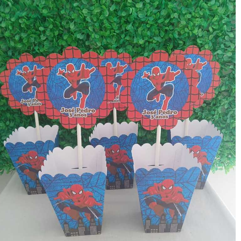 CENTROS DE MESA CACHEPOT/pegue e monte  homem aranha /lembrancinha de mesa homem aranha