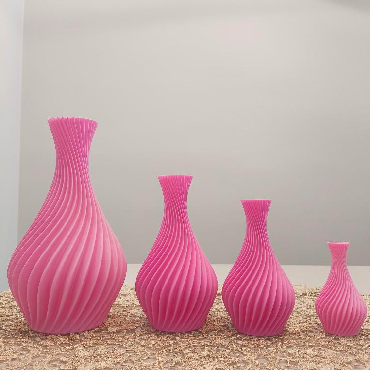 Kit Vasos Decorativos Luxo Rosa em Espiral - Jarro Decoração