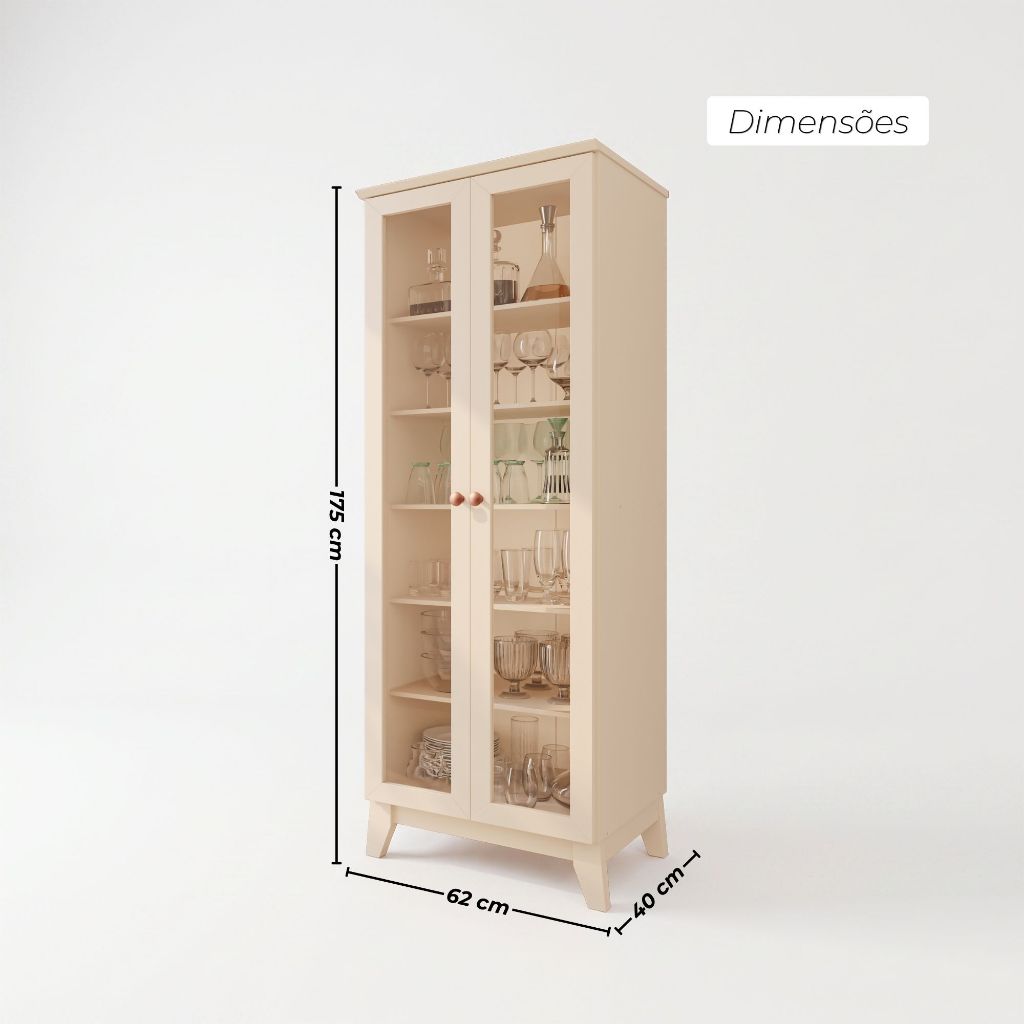 Cristaleira Braga 100% em MDF com 2 portas e kit pés · foto 2