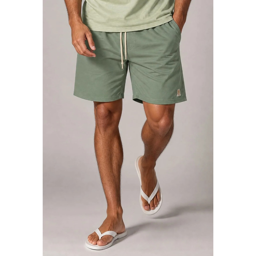 Short Masculino Linho Liso Polo Wear Verde