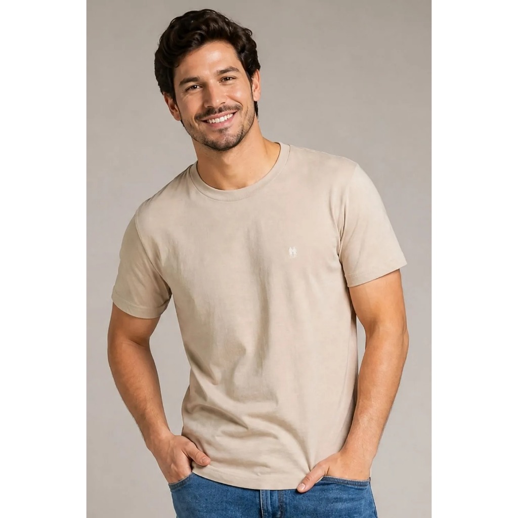 Camiseta Masculina Premium Algodão Polo Wear Bege