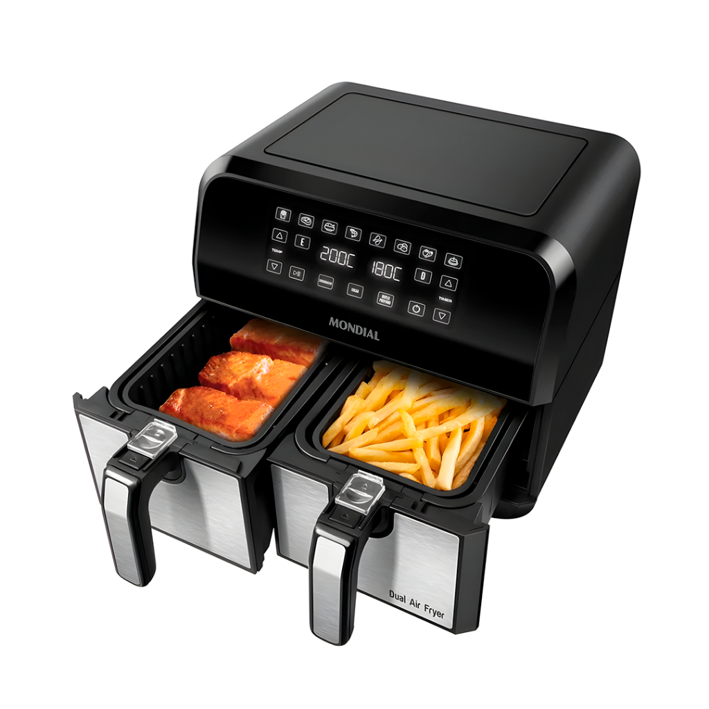 Fritadeira Air Fryer Mondial AFD-01-BI Duplo Cesto 8L 2000W
