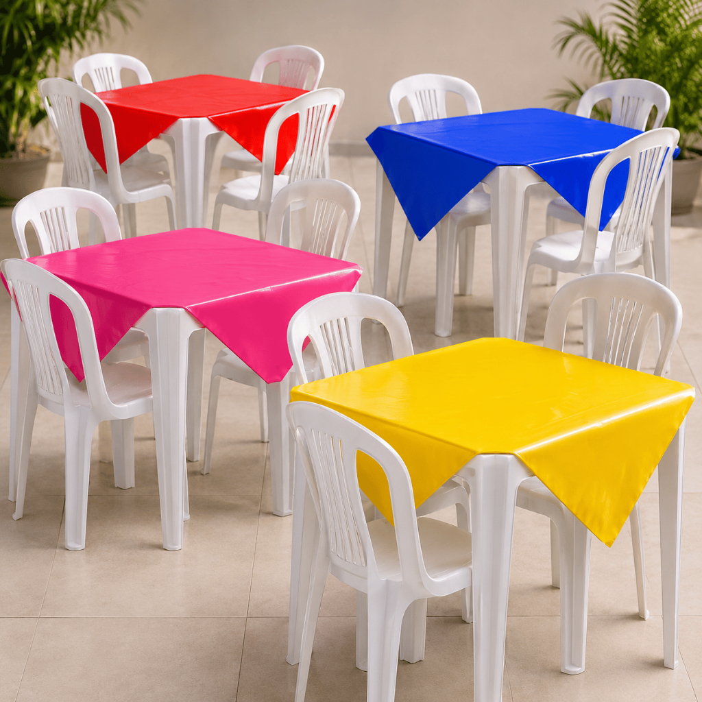 Kit 10 20 30 Toalhas de Mesa Plástica 70x70cm Descartável para Convidados Festa Várias Cores