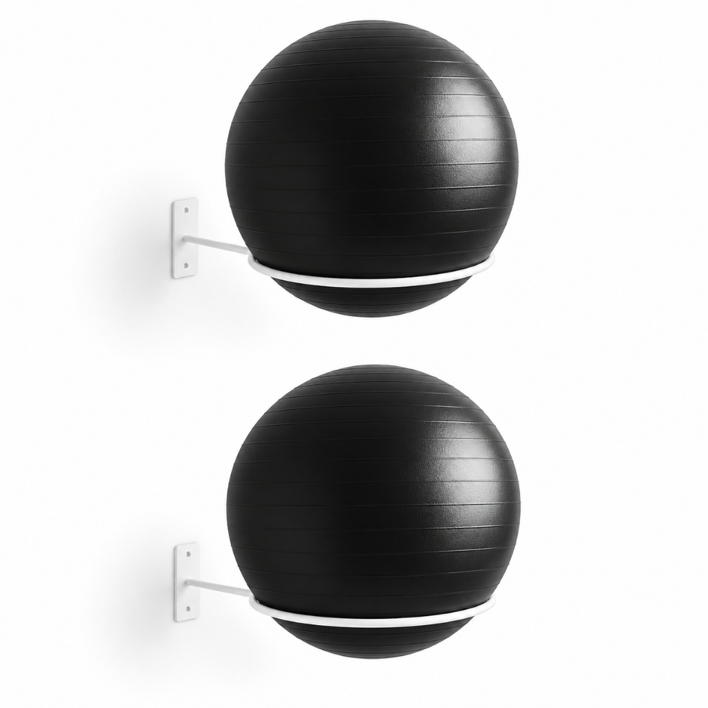 Kit 02 Suporte Bola Pilates Suiça + Parafuso e Buchas Aço Reforçado