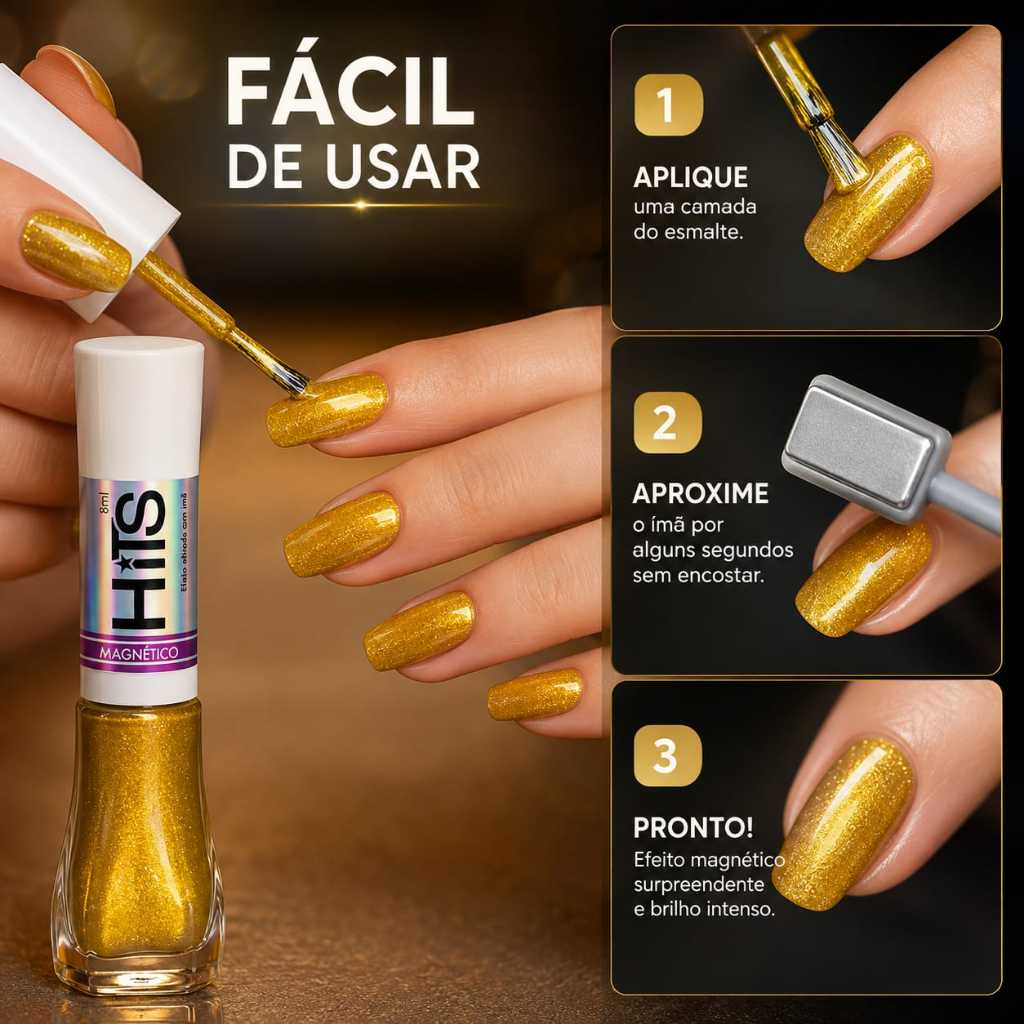 Esmalte Magnético Gel Glitter Unhas Hits Brilhante Refletivo — imagem 2 de 2