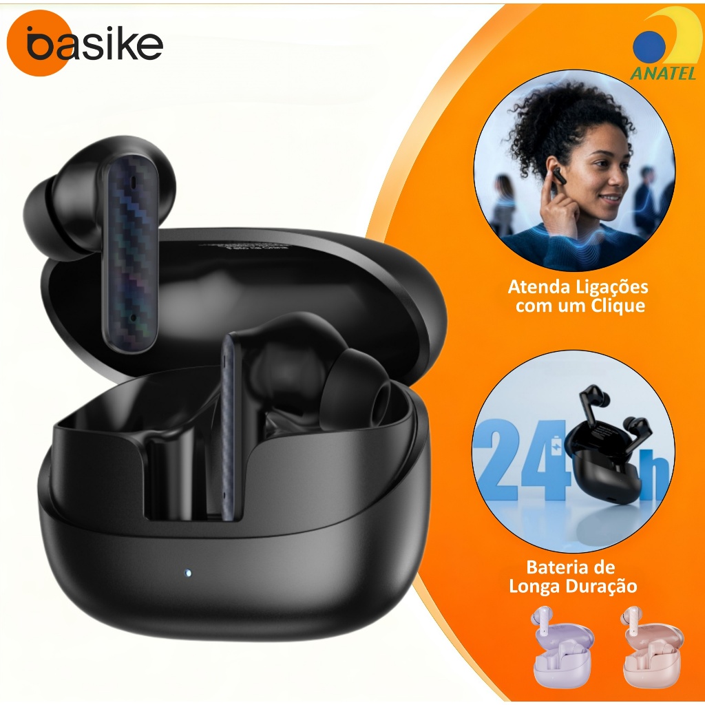 INOVA Fone de Ouvido Bluetooth 6.0 com Cancelamento de Ruído e 55h de Bateria