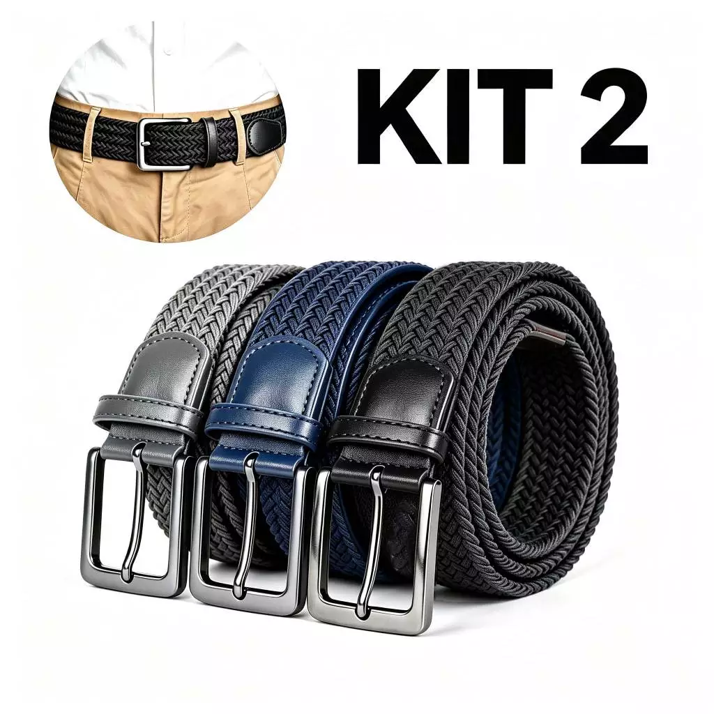 Cinto elástico de tecido trançado masculino, versátil para calças de golfe e jeans. Perfeito como presente de Natal. — imagem 1