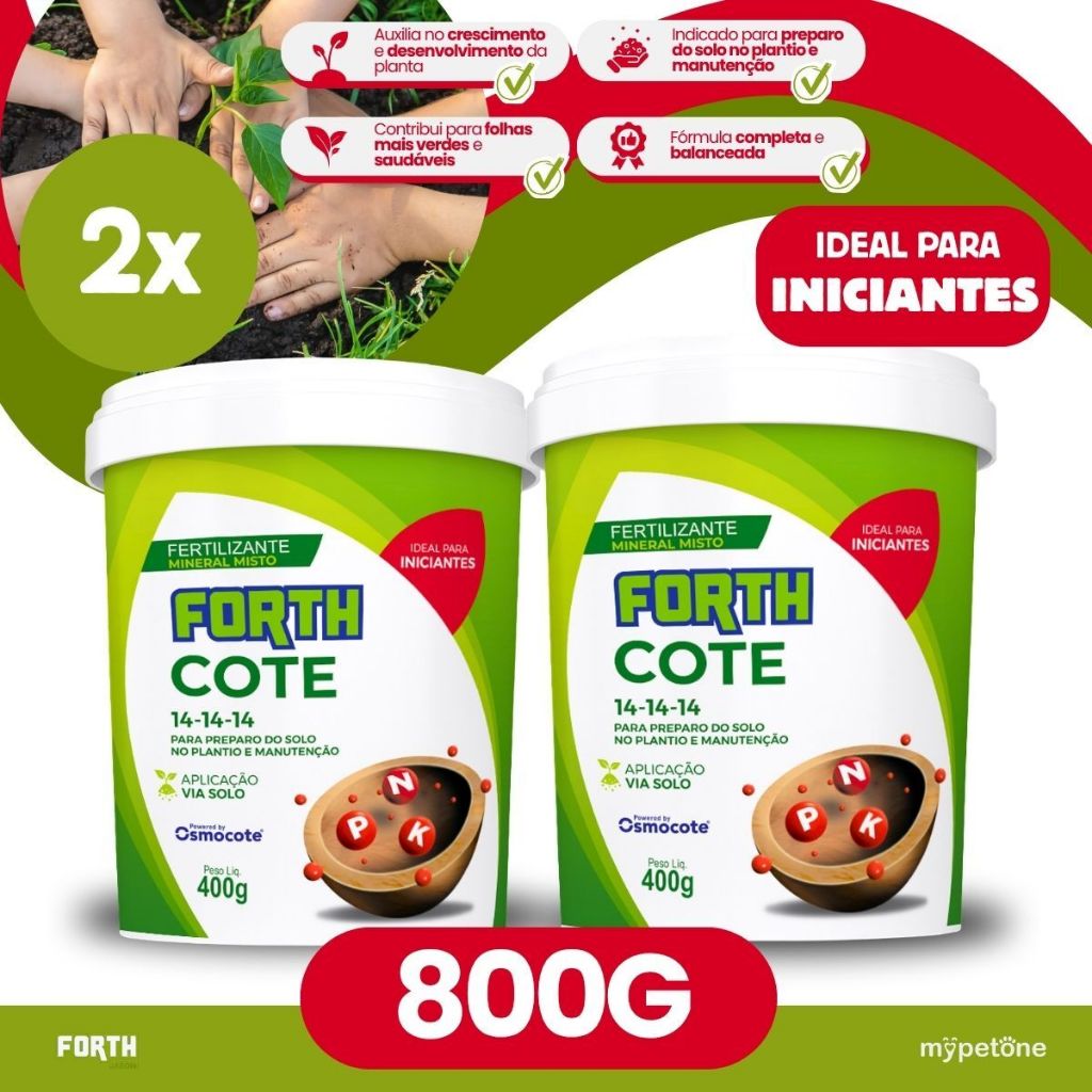 Kit 2 Adubo Osmocote Forth Cote 14-14-14 400g Forth Fertilizante