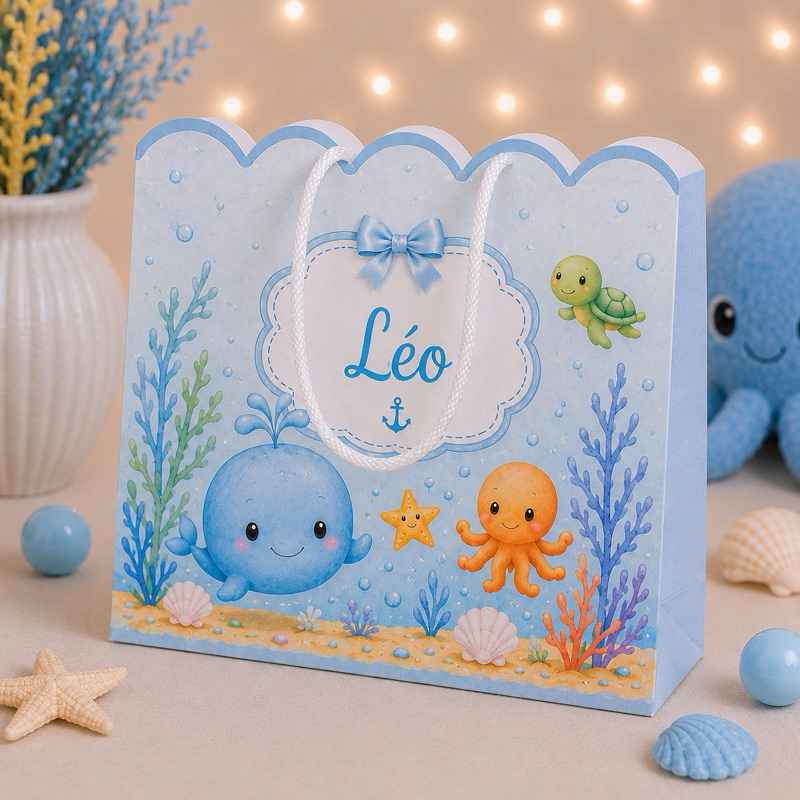 Sacolinha Personalizada Fundo do Mar Para Lembrancinha, Aniversário, Mesversario