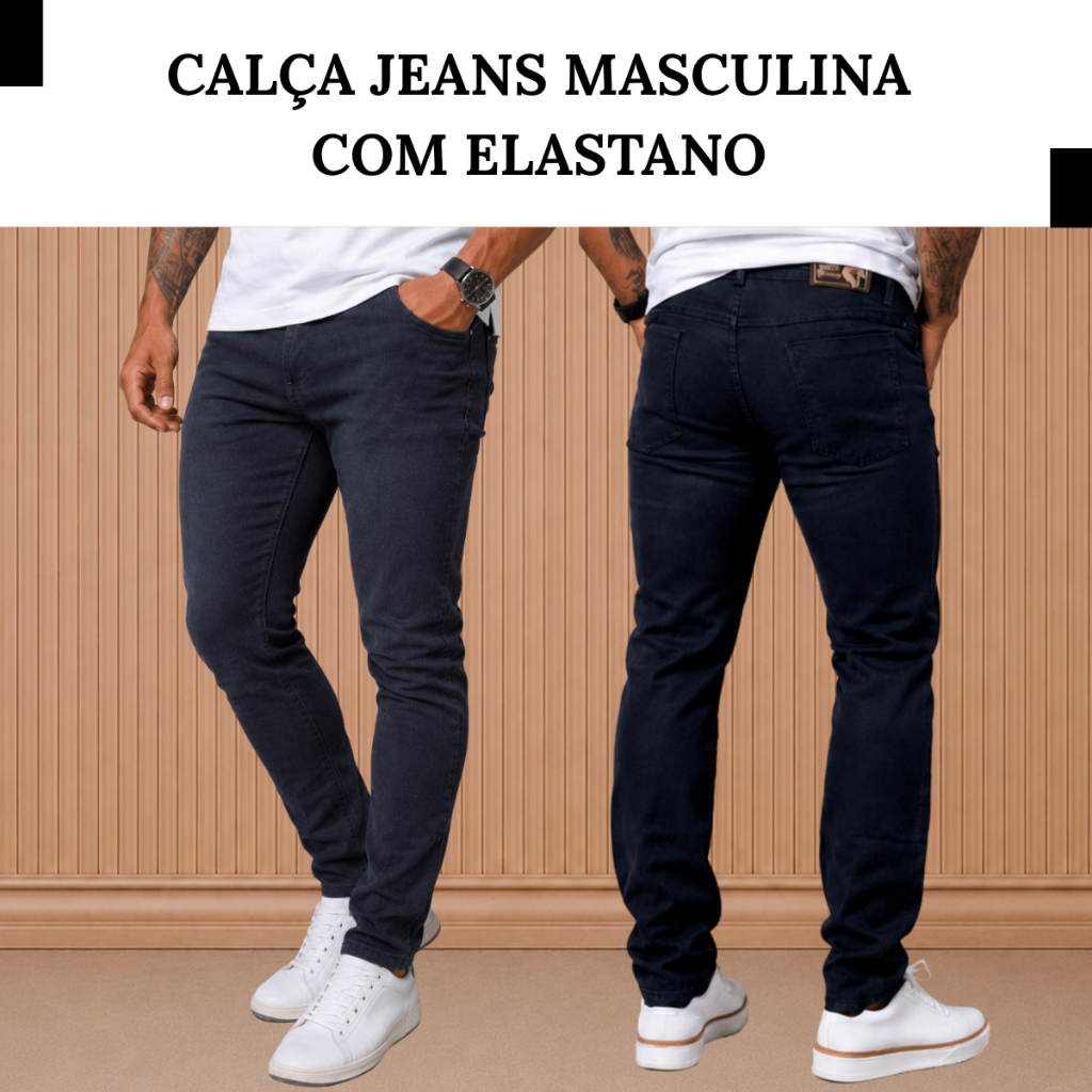 Calça Masculina Jeans Slim Fit Tradicional Elastano Premium  -  Casual Presente Ideal