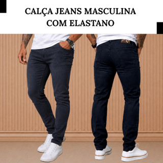 Calça Masculina Jeans Slim Fit Tradicional Elastano Premium  -  Casual Presente Ideal