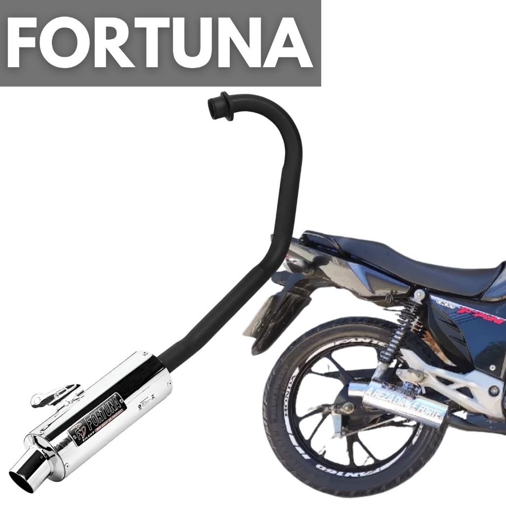 Escapamento mini turbo titan fan start cargo 160 16-24 fortuna cromado preto