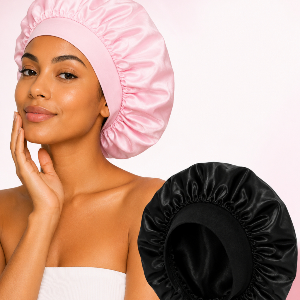 3 Un Touca de Cetim com Faixa Larga Elástica Anti Frizz para Dormir Protege o Cabelo