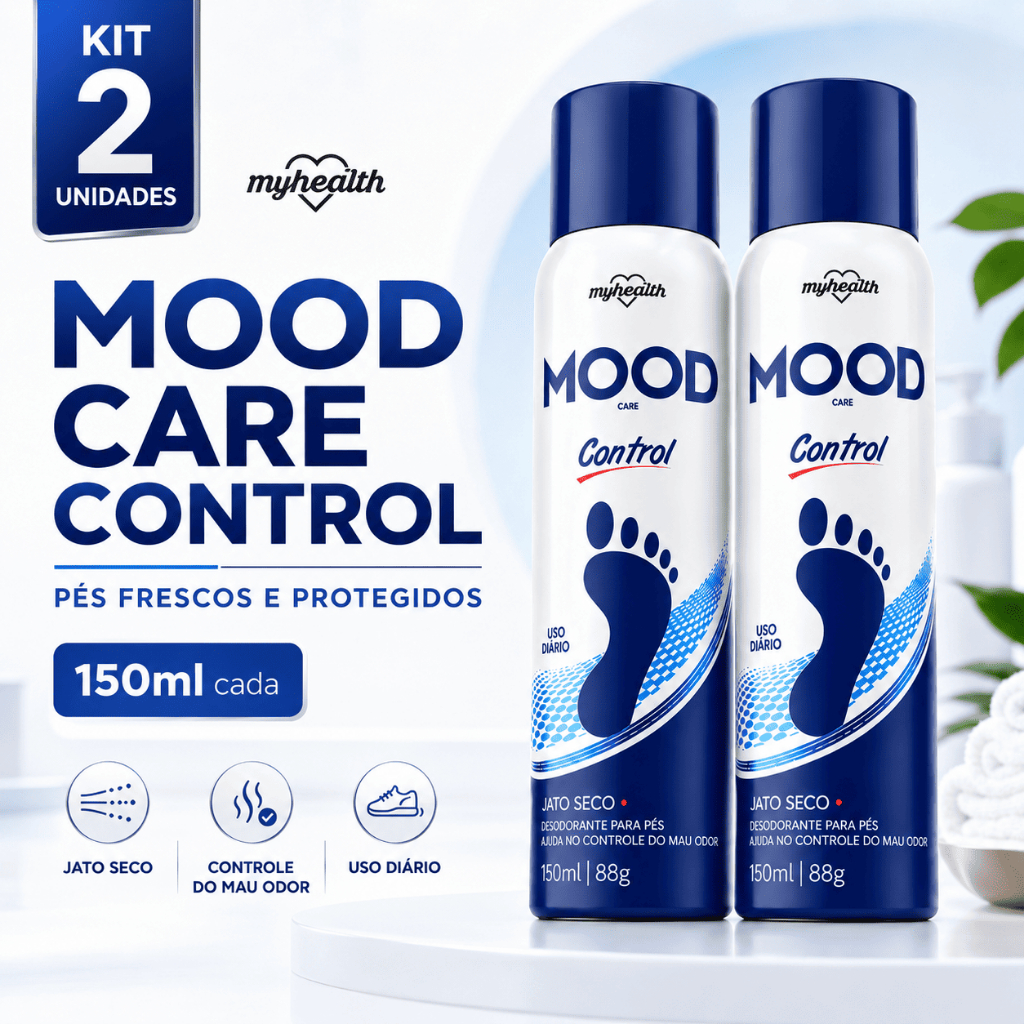 Kit 2 Desodorante para Pés Masculino Antichulé Mood Care Control 150mL Jato Seco Mau Odor