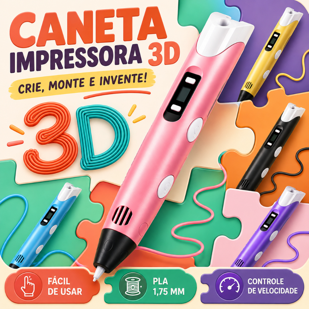 Caneta 3D Impressora 3D Infantil Brinquedo Educativo PLA LCD DIY Desenho 3D Presente Para Crianças