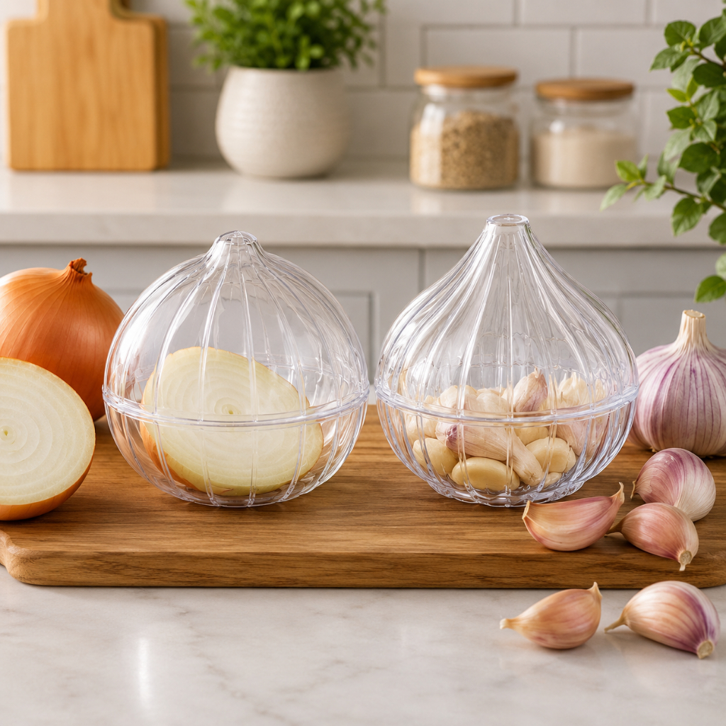 Kit Porta Alho e Cebola Organizador para Geladeira 2 Peças