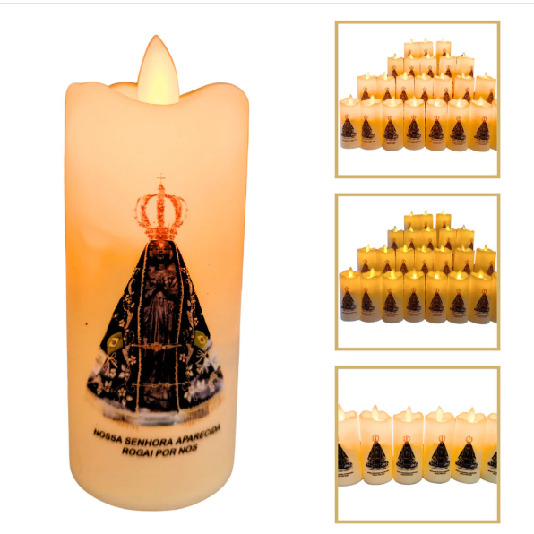 Vela Led Fina Nossa Senhora Aparecida Decorativa Eletrônica LED PILHA GRATIS