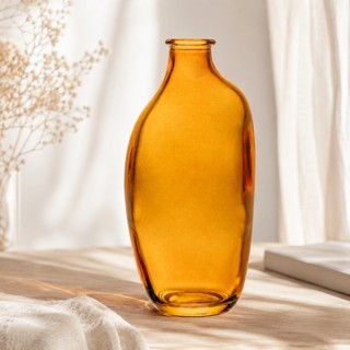 Vaso de Vidro Âmbar Decorativo Wolff Organics 15x7x5,5cm para Sala Aparador Mesa