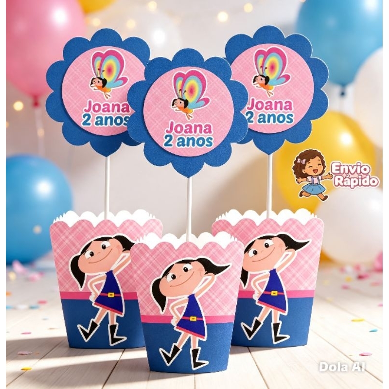 kit de Centro de Mesa Personalizado Caixa Cachepot Show da Luna Rosa Cachepô Enfeite Arranjo