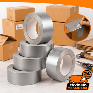 Fita Silver Tape 50 Metros X 45mm Multiuso Rolo Resistente Á Prova D'agua Cinza Cola Extra Forte