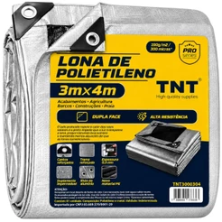Lona 4x3 Cobertura Cinza Preta Impermeável 300 Micras Grossa 190g/m2 TNT