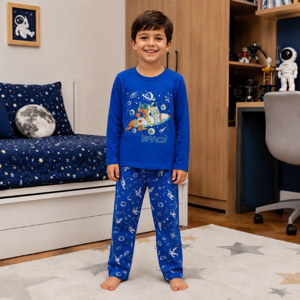 Kit 2 Conjuntos de Pijama Sortido Brilha no Escuro Infantil Menino Inverno Roupa Infantil Masculina