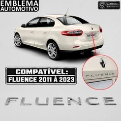 Emblema Letreiro Cromado Fluence Renault Tampa Porta Mala