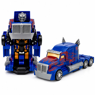 Carrinho Caminhão Transformes Brinquedo Vira Robô Optimus Prime Som Luz Bate e Volta Gira 360