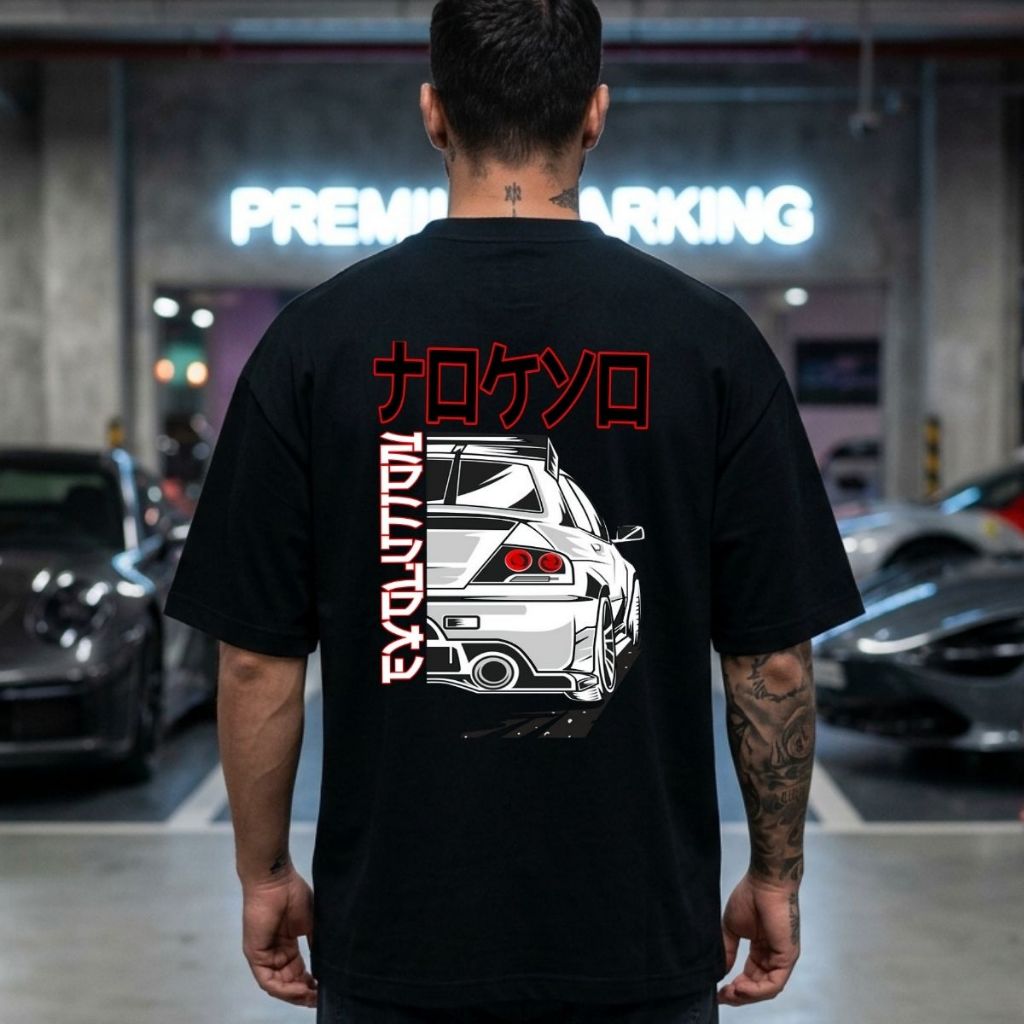 Camiseta Oversized Unissex Tokyo Car Camisa Algodão Carro Esportivo Racing Streetwear Masculina Feminina