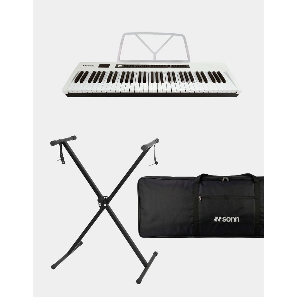 Teclado musical SONN + Capa + Suporte ajustável teclado 61 Teclas 300 Timbres e ritmos função sustain  kit completo
