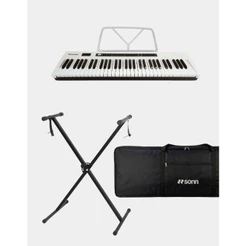 Teclado musical SONN + Capa + Suporte ajustável teclado 61 Teclas 300 Timbres e ritmos função sustain kit completo