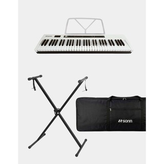 Teclado musical SONN + Capa + Suporte ajustável teclado 61 Teclas 300 Timbres e ritmos função sustain  kit completo