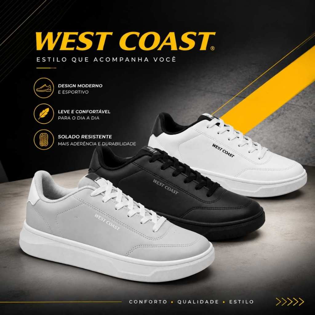 Tênis Masculino West Coast Sunset Original Casual Confortável Moderno Dia a Dia