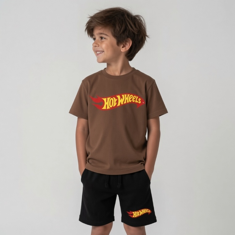 Conjunto kit Camiseta Bermuda Moletinho camiseta Infantil Hot carros short criança estiloso confortável