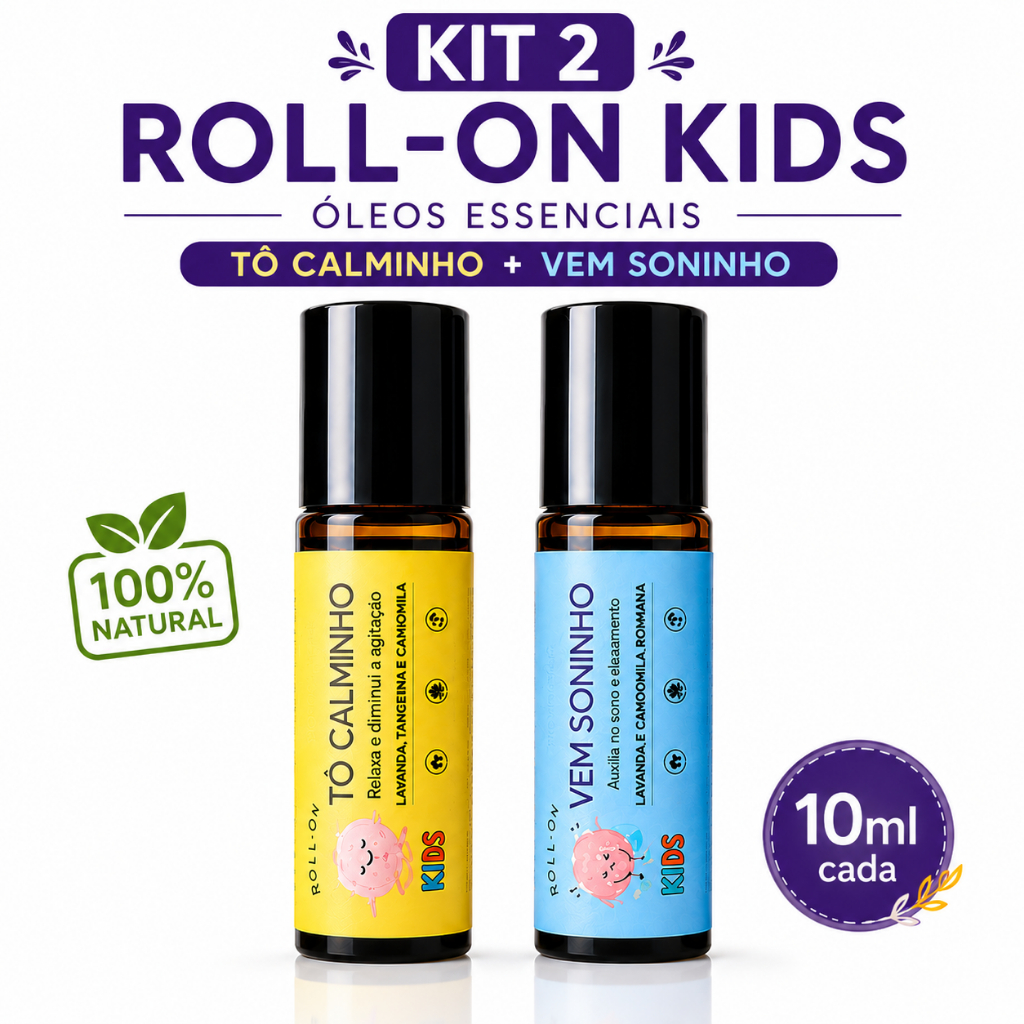 Kit 2 Roll-On Kids Tô Calminho + Vem Soninho Óleos Essenciais Infantil 10ml