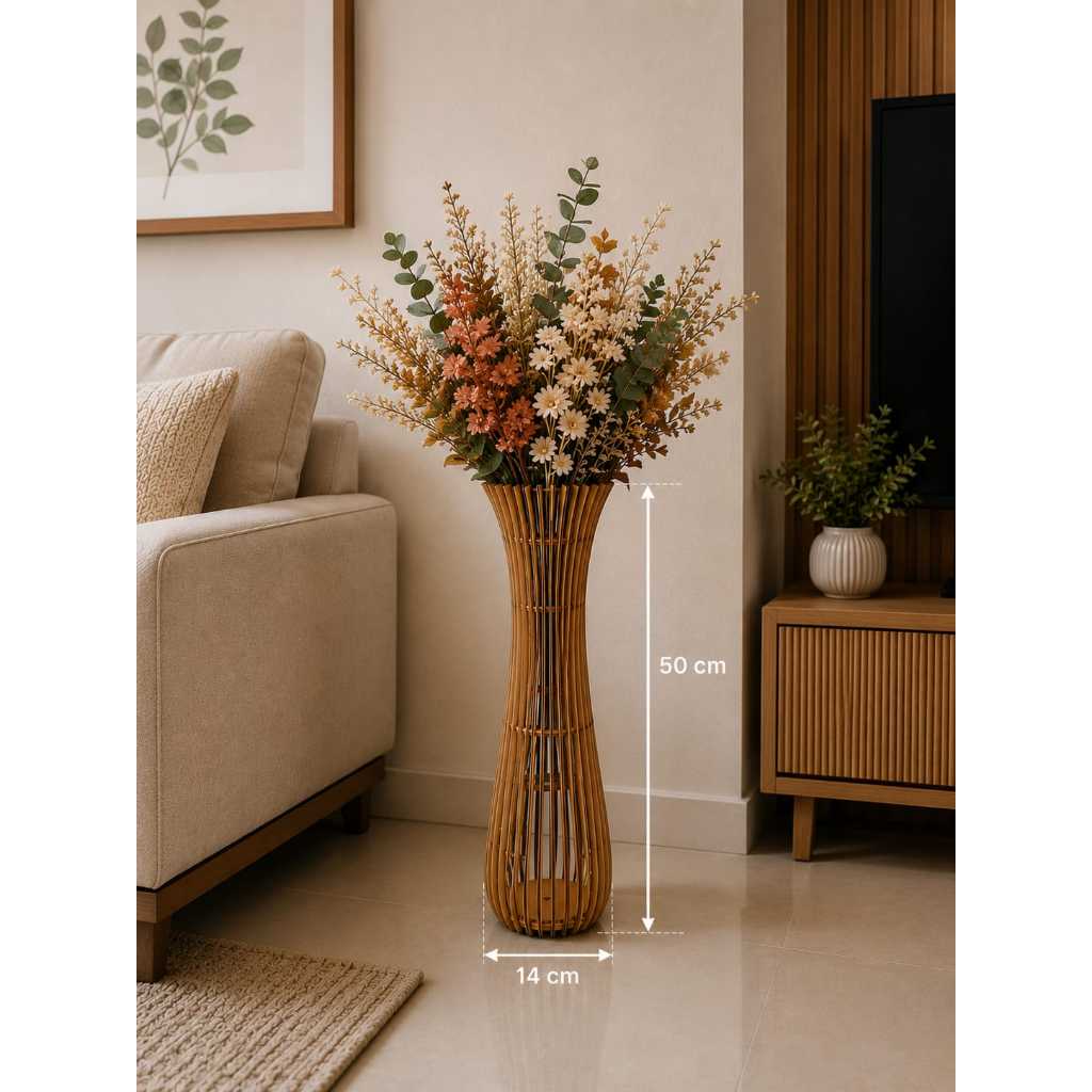 VASO DECORATIVO MEDIO CRU DE MDF.
