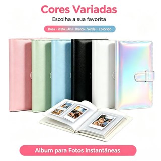 Álbum de Fotos Kpop em Couro PU, 108~256 Encaixes, Alta Capacidade, para Cartões e Fotos Instax Mini 12/11/9/8 e Polaroi