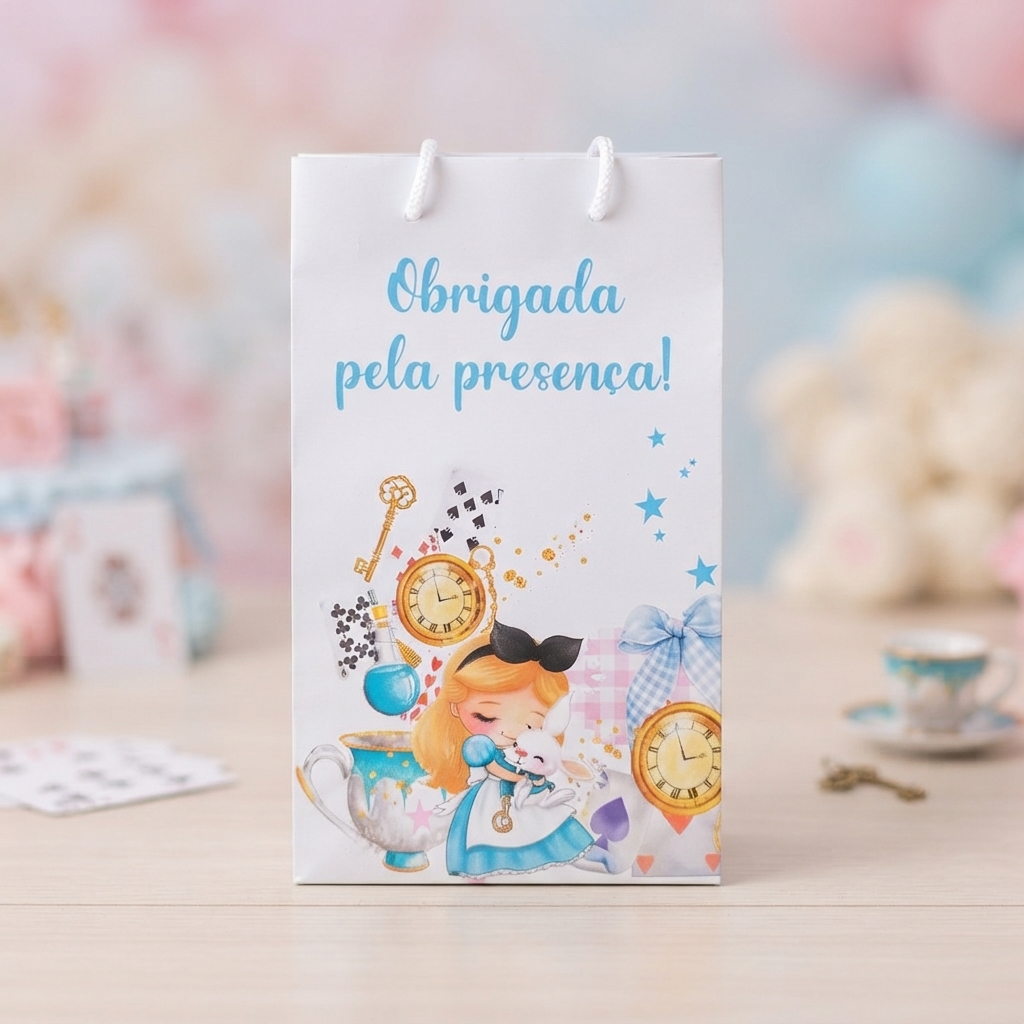 Sacolinhas Personalizadas para Festa Aniversario Lembrancinha Alice no Pais das Maravilhas