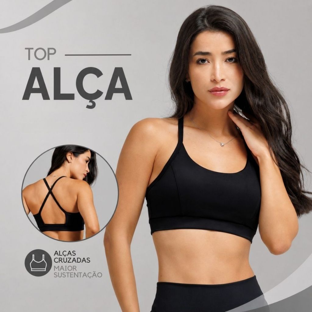 Top Fitness Feminino Compressão Média Sustentação Treino Academia Zero Transparência Confortável